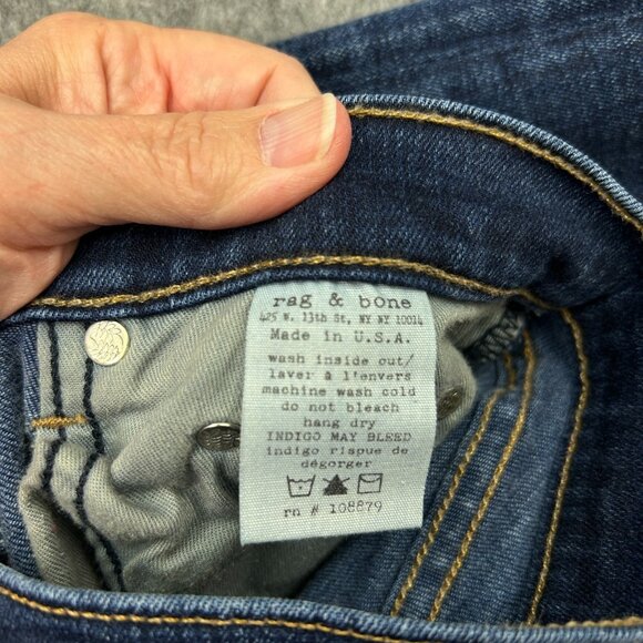 Rag & Bone Mid Rise Skinny Jeans Women's Size 27 Woodford Dark Wash Denim - Picture 7 of 12